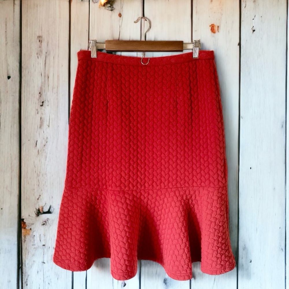 Sharagano Red Quilted Skirt Size 10 - Picture 4 of 10